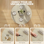 Table à Manger Pliante sur Roulettes, Table de Cuisine pour 4 Personnes, Étagère Intégrée, 100 x 100 x 75 cm, Naturel