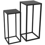 Lot de 2 supports pot de fleurs encastrables 2 hauteurs différentes 58,5 et 65 cm - acier noir