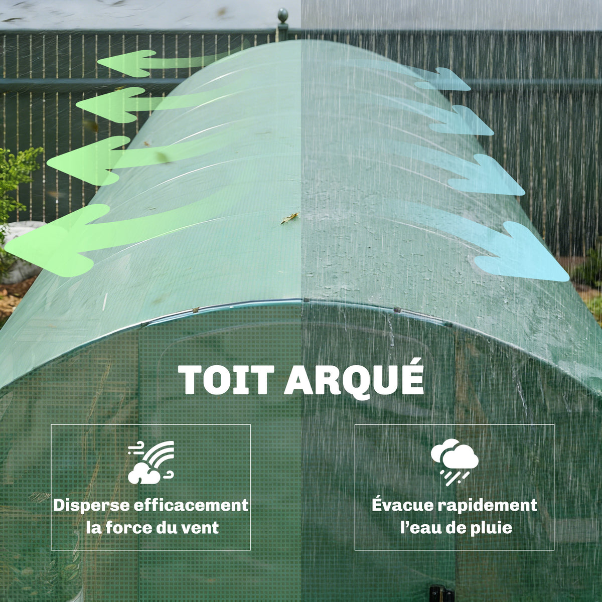 Serre tunnel de jardin 18m², serre de jardin tunnel avec porte et 12 fenêtres avec moustiquaires, 295x597x200cm, vert