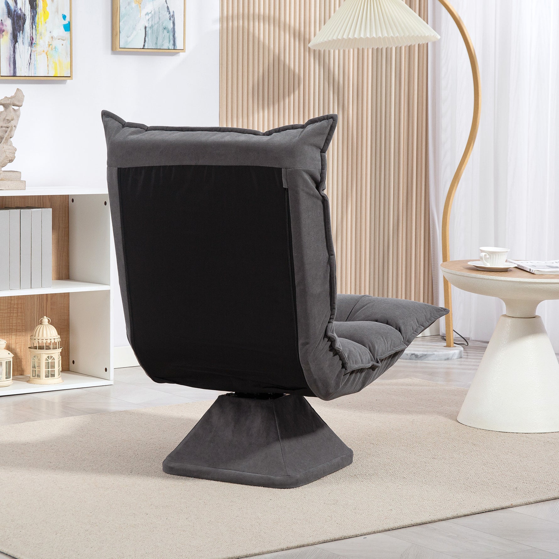 Fauteuil relax fauteuil salon design capitonné inclinaison dossier réglable pivotant 360° gris chiné