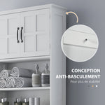 Meuble WC dessus de toilette armoire de rangement de salle de bain avec niches placard à double porte étagère réglable