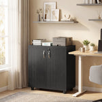 Armario de oficina de 2 niveles, mueble de almacenamiento de oficina con 2 puertas, cerraduras y llaves, 80x40x80cm, negro