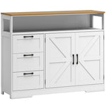 Credenza da cucina, mobile contenitore con 3 cassetti, 2 ante stile rustico, piano di lavoro e scomparto aperto, bianco
