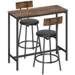 Set tavolo da bar con 2 sgabelli, tavolo alto da cucina e 2 sedie da bar imbottite in PU, poggiapiedi, marrone
