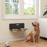 Gamelle Bol pour Chien Double Gamelle Support Mural 2 Bols Acier Inox 800ml Hauteur Réglable 42x23,5x14cm Noir