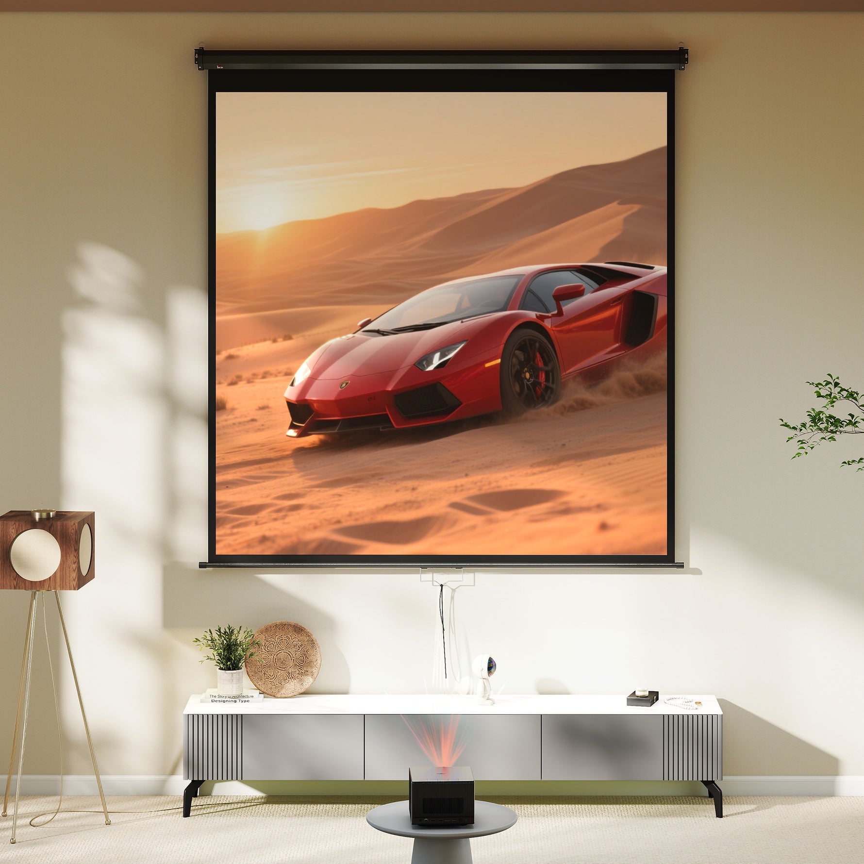Écran de projection TV et Home Cinema de 99 Pouces vidéo projecteur 1:1 4K HD, 178L x 178H cm