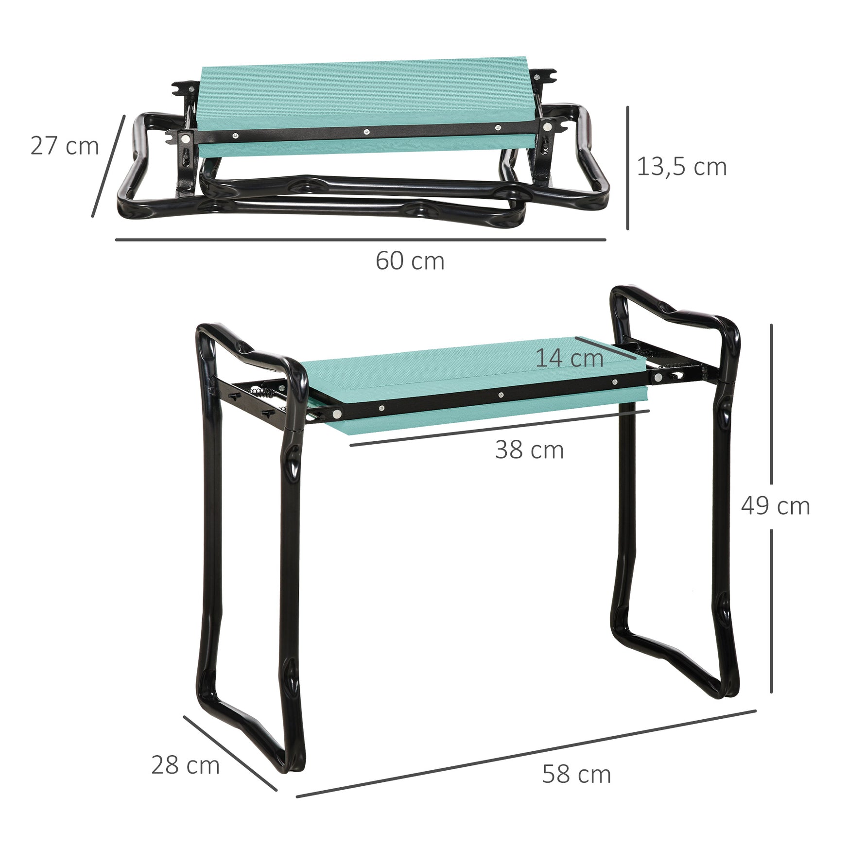 Tabouret de Jardin Pliable agenouilloir de Jardin siège Jardinage avec Coussin Acier EVA Noir Vert