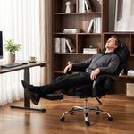 Massage and heating office chair, adjustable height, reclining backrest, remote control, retractable footrest, black