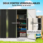 Metal Garden Shed 1.37m², Sloped Roof, 2 Lockable Doors, Gloves, UV-Resistant, 163x89x163cm, Dark Gray