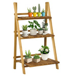 Étagère à plantes en bois forme pyramidale échelle pliante avec 3 étagères 60 x 37 x 93 cm marron
