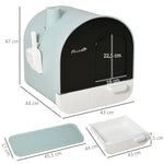 Lot de 2 bacs à litière pour chat avec porte battante, pelle et filtre inclus dim. 43L x 44l x 47H cm