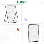 Filet de rebond de football ajustable hauteur angle réglables rebondeur pour football pliable cible sardines de fixation fournies 123 x 73 x 178,5 cm noir blanc