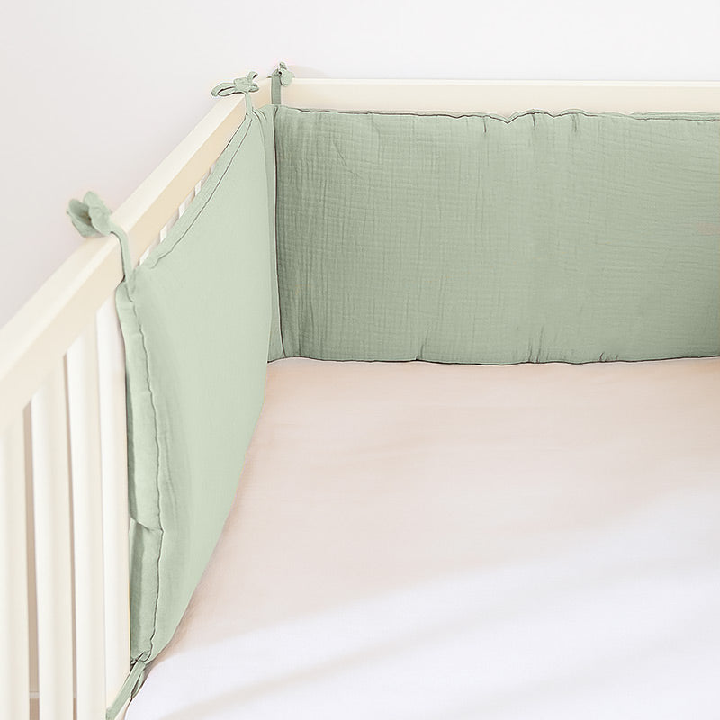 tour de lit rhenan vert double gaze coton bio enfant papate
