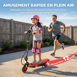 Trottinette électrique 120 W pliable pour enfant 7-14 ans 12 Km/h max. autonomie 10 Km max. rouge