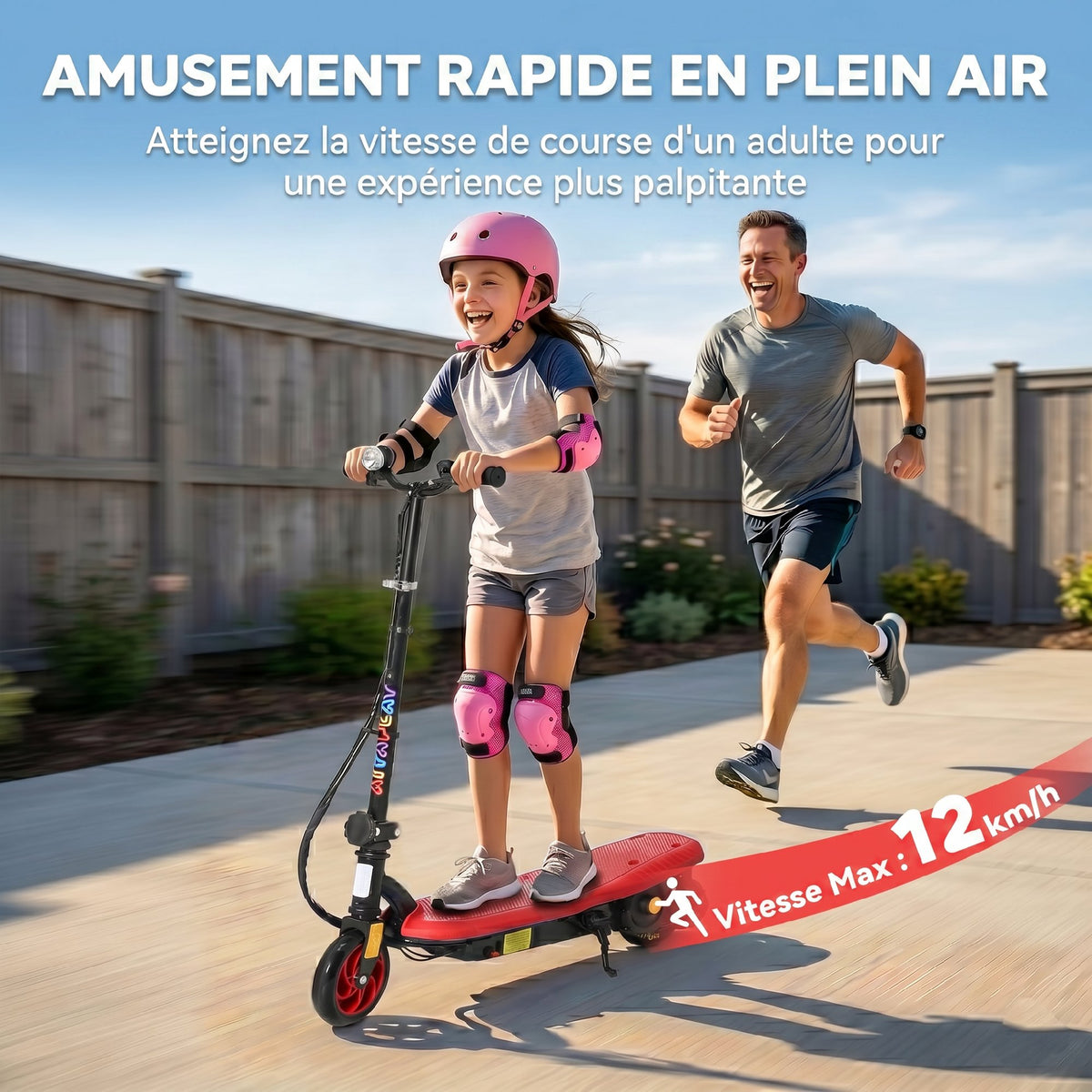 Trottinette électrique 120 W pliable pour enfant 7-14 ans 12 Km/h max. autonomie 10 Km max. rouge