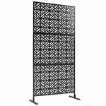 Kanpoko pantaila apaingarria, lorategirako itxitura apaingarria, 3 panel, eredu geometrikoarekin, metalezkoa, 92x40x192 cm, beltza