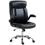 Chaise Bureau Ergonomique avec Accoudoirs Relevables, Fauteuil de Bureau en PU, Hauteur Réglable, Fonction Bascule, Noir