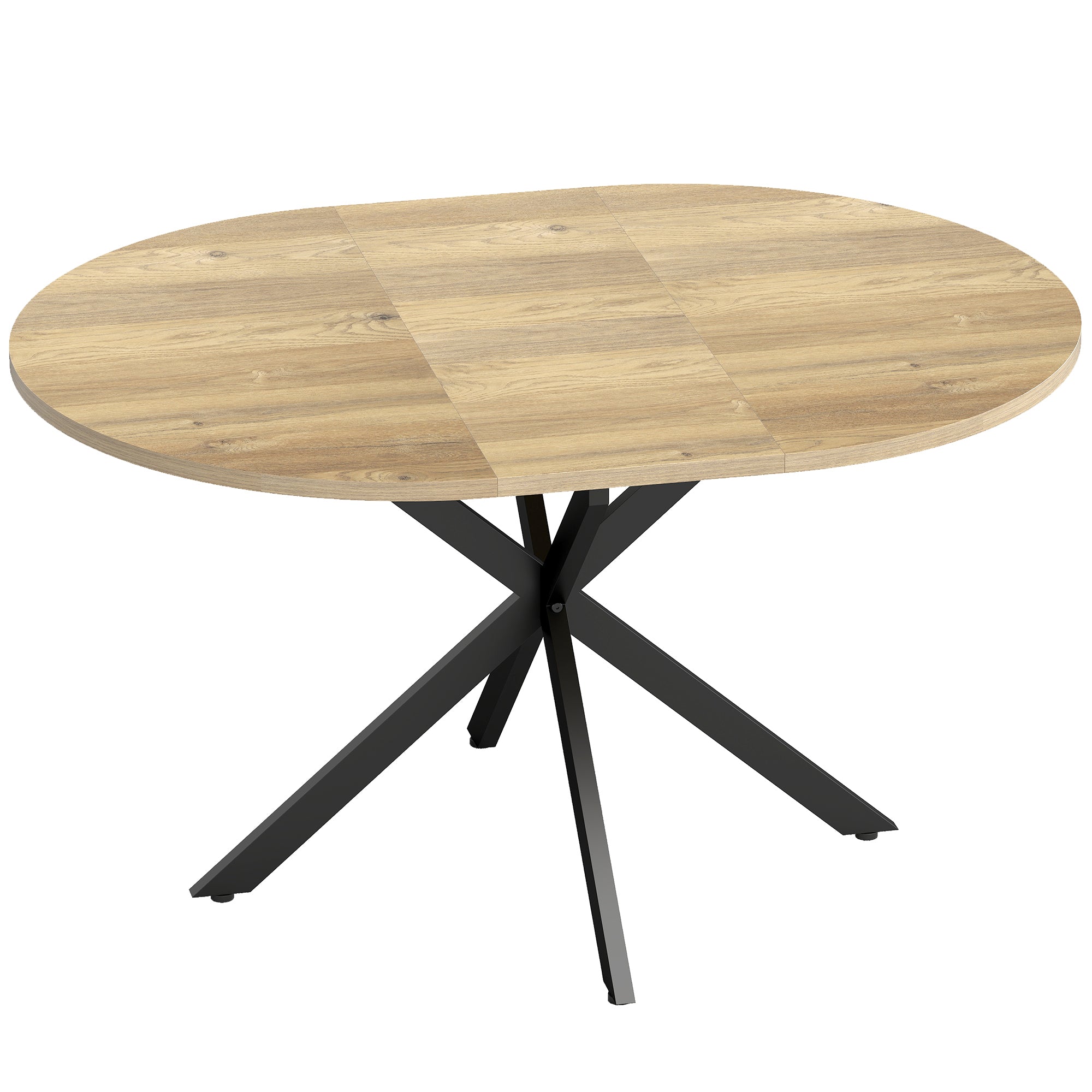 Ovaler ausziehbarer Esstisch für 4 bis 6 Personen, Küchentisch mit Verlängerung 100-135 cm, natürliche Holzoptik