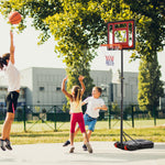 Panier de basket extérieur hauteur réglable 160–210 cm panier de basket sur pied à roulettes base remplissable noir