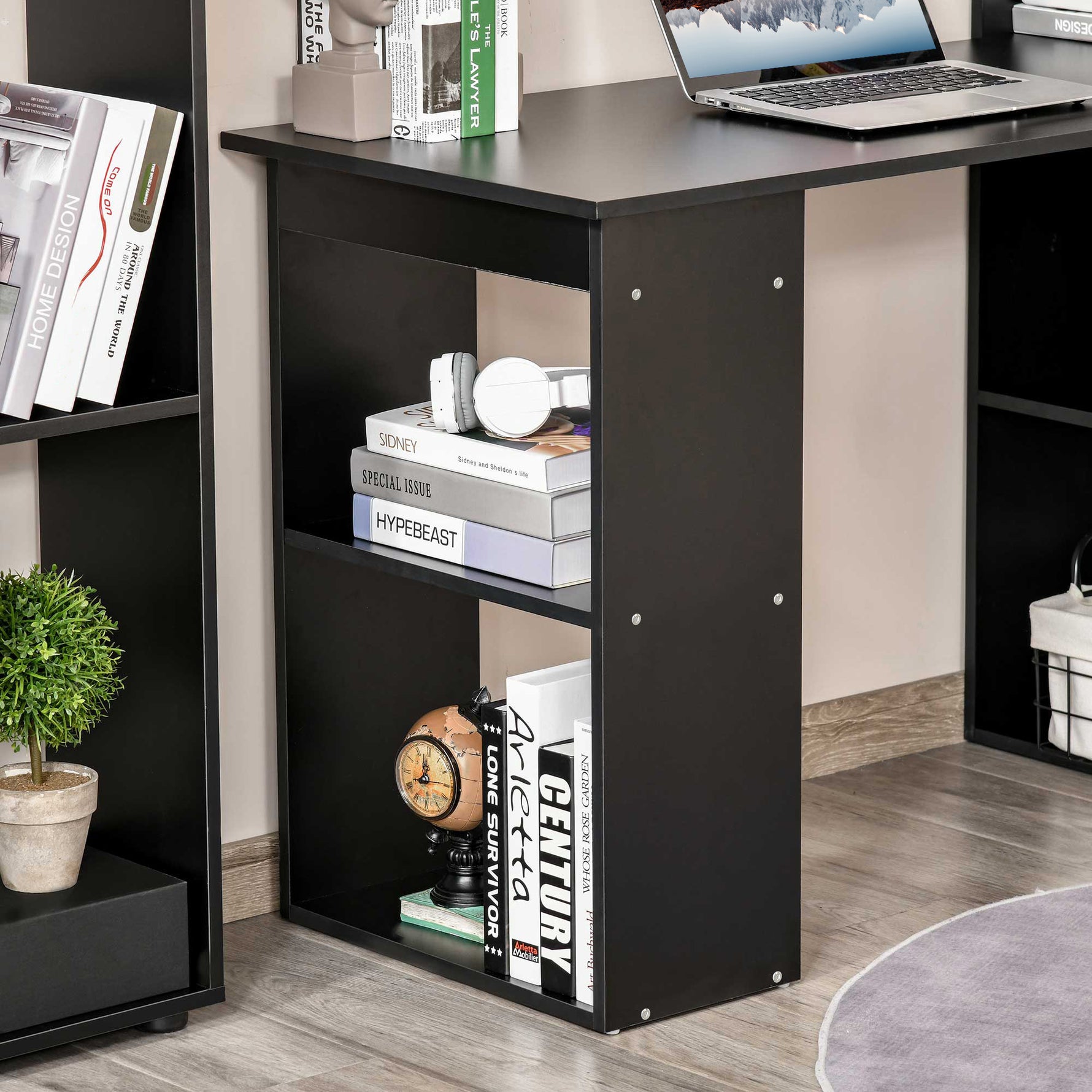 Bureau informatique, bureau avec rangement, 6 compartiments ouverts, table d'ordinateur pour chambre, studio