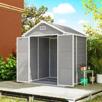 Abri de jardin en résine 2,7 m² avec plancher portes à loquet 3 fenêtre structure en aluminium 240 x 190 x 228 cm gris