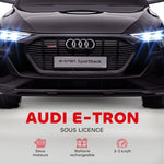 Voiture électrique enfants sous Licence Audi e-tron Sportback, véhicule électrique 12V Max. 5 Km/h avec télécommande 2,4G, phares LED, musique, klaxon, port USB, MP3, noir