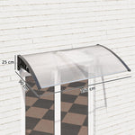 Auvent de porte d'entrée toit marquise en polycarbonate protection contre pluie neige UV 0,9 x 1,5 m, transparente