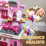 Cuisine enfant accessoires 33 PCS jouet d'imitation pour enfant dinette enfant 3-6 ans lumières et sons réalistes rose