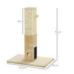 Poteau à gratter pour chat griffoir pour chat balle avec clochette 2 brosses de toilettage 59,5 x 39 x 79 cm beige crème