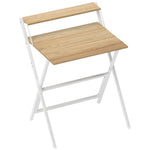 Scrivania pieghevole 65,5 x 45 cm con ripiano portaoggetti per camera da letto, piccoli spazi, legno naturale