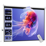Écran vidéoprojecteur 84 Pouces, 4:3 4K HD écran de projection motorisé et électrique, écran de projection tv et home cinéma, montage mural ou plafond, panneau de commande et télécommande