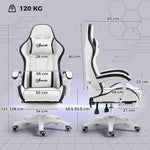 Siège gaming fauteuil gaming dossier inclinable 135° avec appui-tête repose-pieds 65l x 65P x 121-129H cm blanc et noir