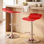 Set di 2 sgabelli da bar dal design contemporaneo, girevoli a 360°, con altezza regolabile e poggiapiedi, 39x39x67-87 cm, rossi