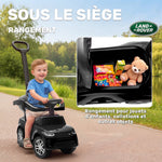 Porteur enfants Land Rover Discovery sous licence, porteur voiture à pousser avec poignée amovible, 84x40x94,5cm, noir