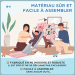 Toboggan pour enfants, toboggan intérieur pour enfants, avec panier de basket, thème tigre, de 18 à 36 mois, rose