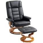Fauteuil de relaxation inclinable avec repose-pied, pivotant, cadre en bois , revêtement synthétique noir