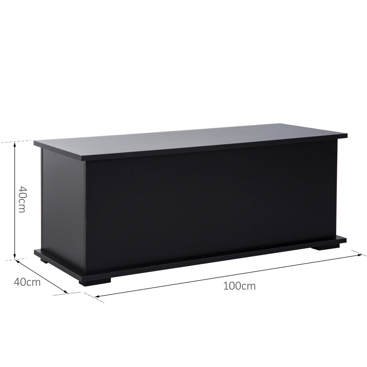 Coffre de rangement coffre à jouets grande capacité de rangement charnière verrouillée  en bois 100 x 40 x 40 cm noir