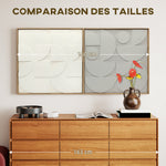 Lot de 2 tableaux abstraits 3D, décoration murale en bois géométrique, pour salon, chambre, bureau, 80 x 80 cm, blanc
