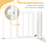 Barrière de sécurité animaux chien porte fermeture automatique sans perçage de 74 à 80 cm acier noir