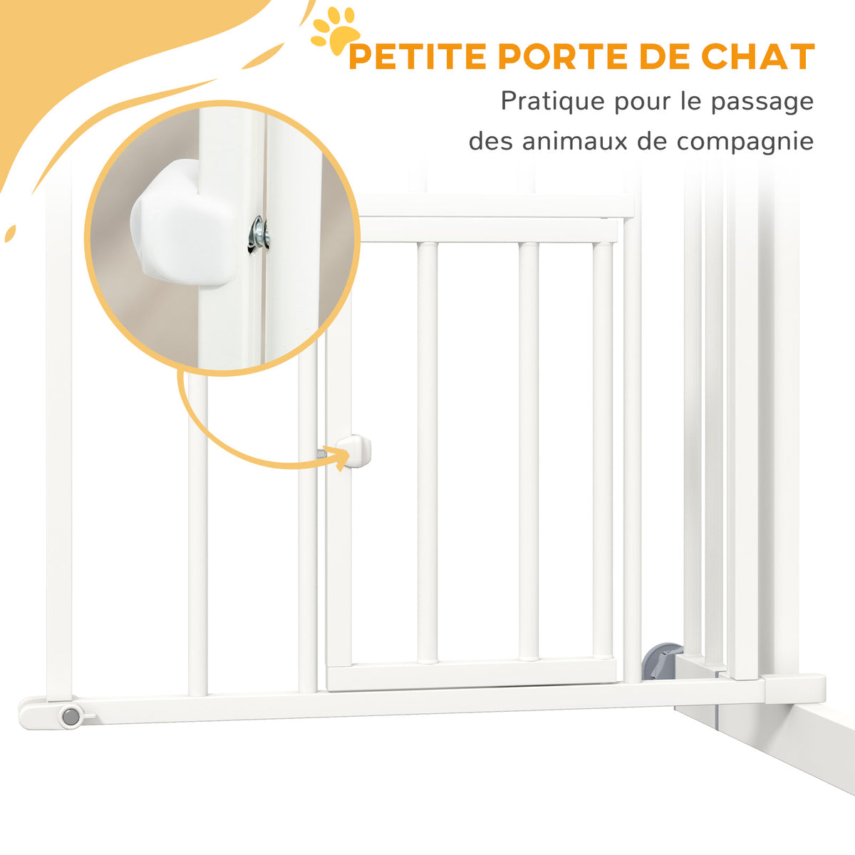 Barrière de sécurité animaux chien porte fermeture automatique sans perçage de 74 à 80 cm acier noir