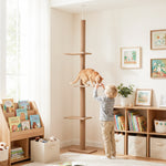 Arbre à chat poteau à griffer hauteur réglable dim. 43L x 27I x 228-260H cm 4 niveaux d'activités marron