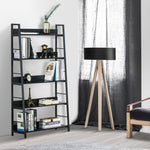 Étagère bibliothèque de Rangement Style Industriel incliné 5 Niveaux 70L x 35l x 150H cm Noir