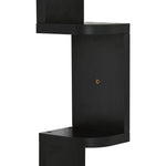 Étagère d'angle Murale à 5 Niveaux Hauteur 120 cm Forme de Zigzag en Bois Noire