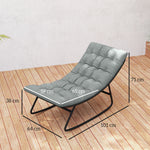 Lot de 2 fauteuils à bascule extérieur avec coussins épais, siège tissu textilène respirant et cadre en acier, gris