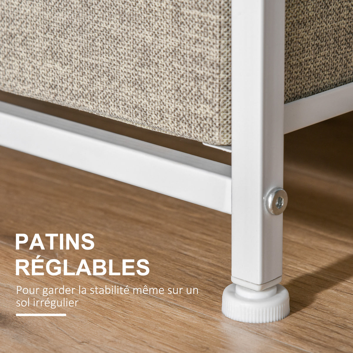 Meuble de rangement chiffonnier moderne 3 tiroirs en tissu, cadre en acier et MDF, 45 x 30 x 71 cm, gris-5