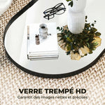 Miroir mural, miroir décoratif 60 x 90 cm en verre trempé et cadre en aluminium, pour chambre, salon, couloir, noir