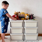 Organisateur de jouets pour enfants à 3 niveaux avec 6 tiroirs, boîtes de rangement en plastique, 75x37x56,5cm, crème