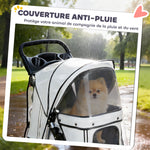Poussette buggy pliable animaux chariot pliante chien chat porte-gobelet panier de rangement 75 x 45 x 97 cm gris