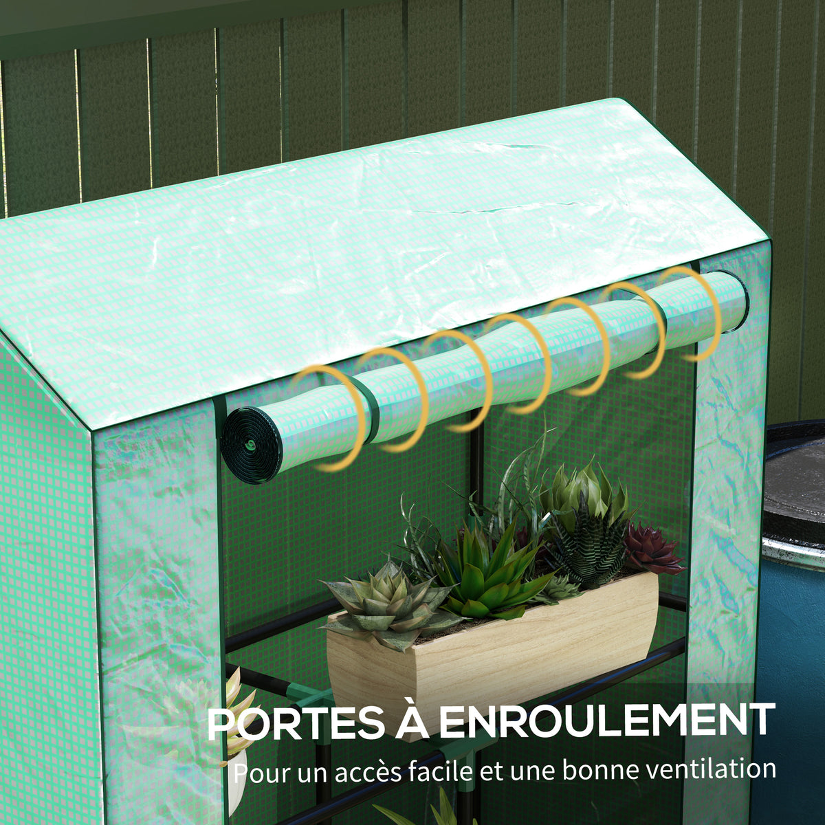 Serre de jardin avec étagères 3 niveaux serre d'hivernage bâche renforcée en PE porte enroulable 100 x 40 x 150 cm vert