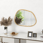 Miroir mural miroir décoratif forme organique avec cadre en bois horizontal ou vertical 80 x 60 cm naturel
